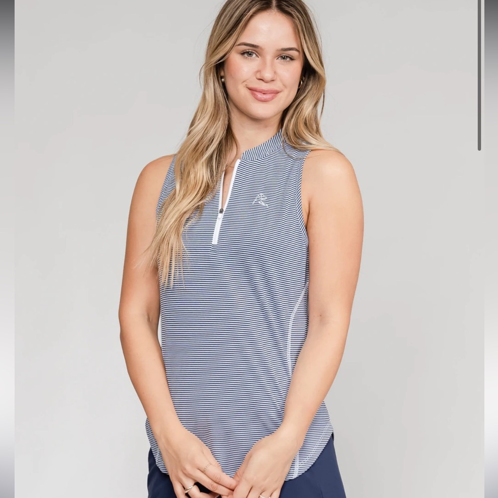 NWT Rhoback Demi Performance Sleeveless Zip Shirt Top XS